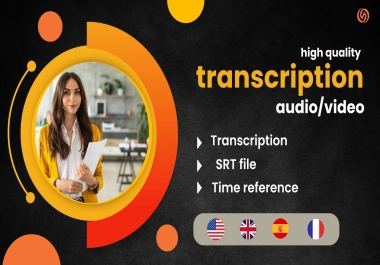 You will get quality transcription of your audio/video in different languages