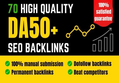 I will do 70 high quality dofollow SEO backlinks high da and Powerful sites