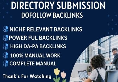 Manually 100 Directory Submission Dofollow backlinks for website Ranking