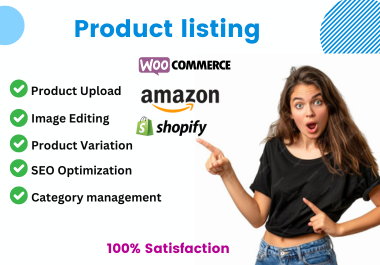 I will do product listing for shopify amazon woocommerce and more with SEO