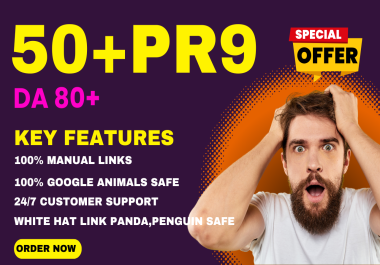 I will Manualy Do 50+ PR9 Backlinks 80+ DA High Quality SEO Permanent Links Increase Your Ranking