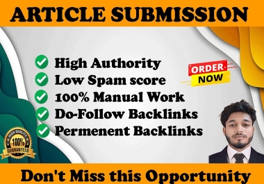 I Will Build Articles submissions 100 unique sites with high quality backlinks.