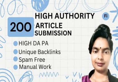 I will provide high authority article submission backlinks.