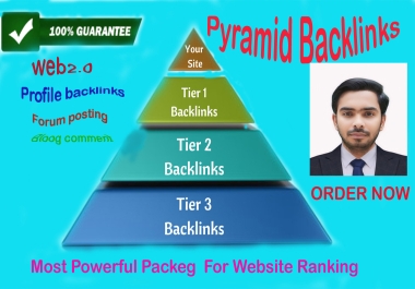 I will give you 120+ 3 tier Link pyramid backlinks to rank your website.