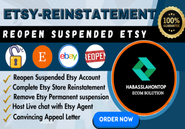 I will do etsy reinstatement, reopen your suspension etsy shop