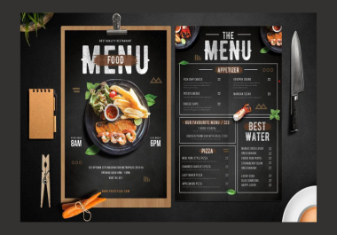 I will do an amazing menu design,  food menu,  restaurant menu design For You