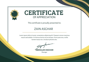 I will design certificates of awards, completion, achievements, and participations