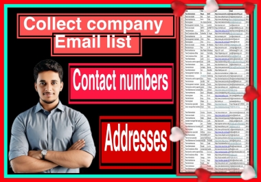 I will find 50 company email address, contact number, website url, job title etc