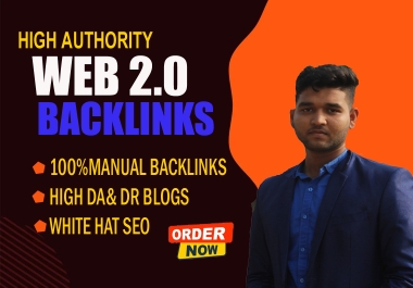 I will build 50 high-authority backlinks using top-tier WEB2.0 sites to boost your website’s online 