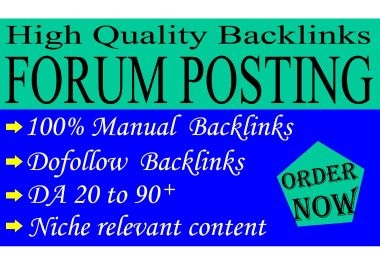 I will provide 50 Forum Posting Dofollow Backlinks to high DA PA websites