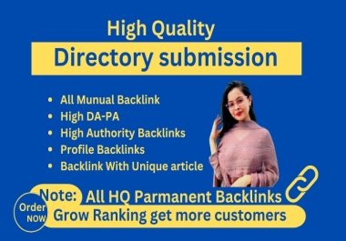  I Will do SEO backlinks with high authority approved directory submission.SEO & SMM Expert .