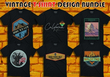 I will do create vintage,retro vintage,badge,typography t shirt design