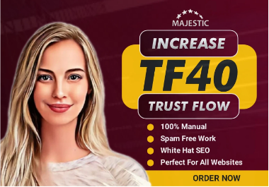 I will increase your website majestic trust flow tf cf 40 plus.