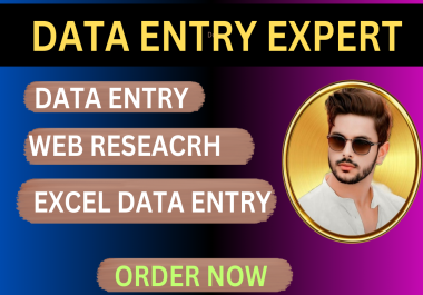 I will do accurate data entry, web research, copy paste and excel data entry expert