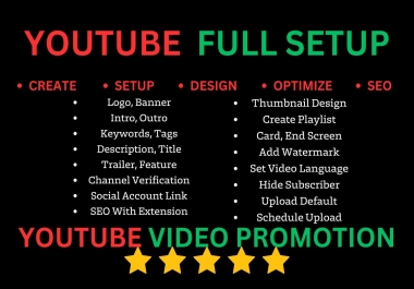 I will create, set up, design, optimize & SEO a fantastic YouTube site for you!