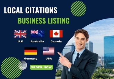 I will create 20 local business listings (citations) for Germany, UK, USA, Canada, and Australia