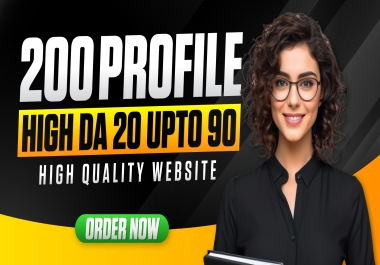 I will create 200 high DA profile backlinks manually for SEO ranking