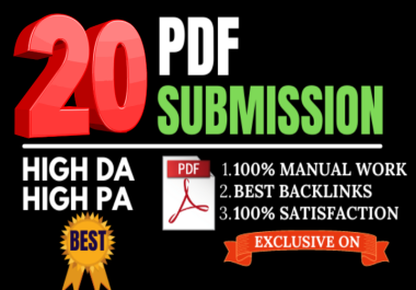 I will 20+ best PDF submission dofollow backlinks image submission