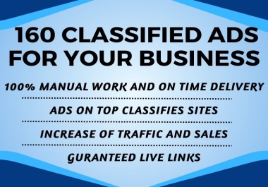 I will post 160 classified ads on top classified ad posting sites.