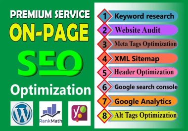 I will optimize wordpress onpage SEO with rankmath or yoast plugin