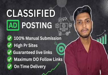 I will Post 150 classified ads on top rated classified ad posting sites