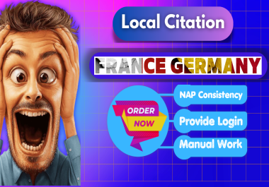 Get top 100 france,  germany,  italy,  denmark,  ireland,  spain,  USA,  UK local citation for Local Seo