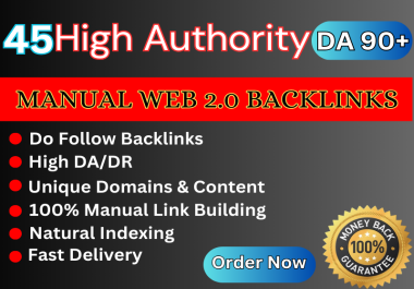 Provide 45 High-quality Manual Web 2.0 Backlinks & SEO Service