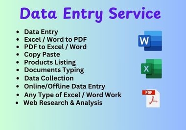 Any Type of Data Entry work properly complete.