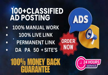 I will do 200+ classified ad posting in top classified AD sites