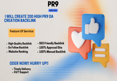 I will create 200 high PR9 DA Creation Backlink