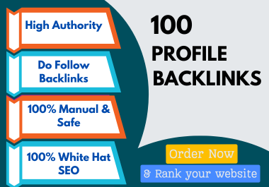 I will give 100+ high da profile backlinks for seo ranking