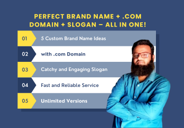 I will create winning brand name with dot com domain and slogan