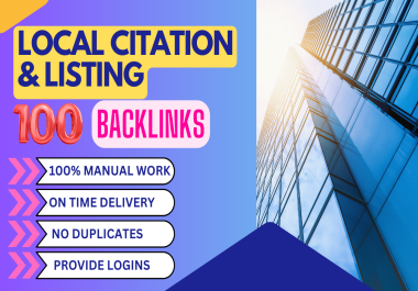 I will boost your local SEO with 100 high-quality Backlinks for Local citations & listings