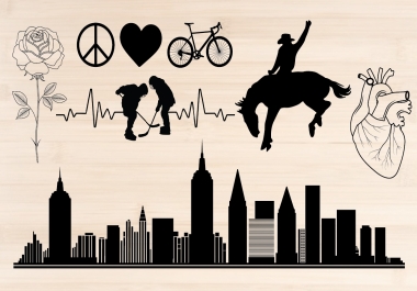 I will draw vector line art,  silhouette and city skyline