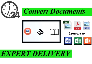 I will do PDF, JPG, PNG & Handwriting to word, excel, PowerPoint.