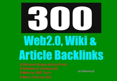 Get 300 Web 2.0,  Wiki & Article Backlinks for SEO Success