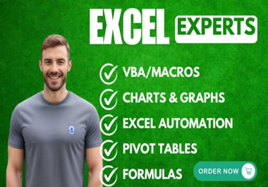 Will do excel vba,  excel macro,  excel formulas,  excel dashboard and excel graphs