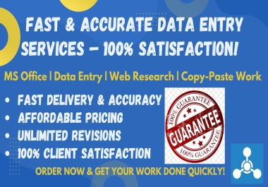 I will handle all your data entry tasks with 100 accuracy.