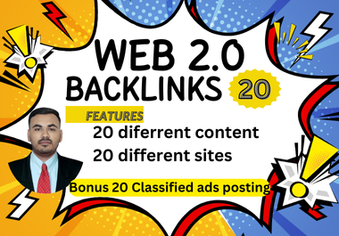 I will create 20 web 2.0 premium permanent SEO backlinks for any country sites