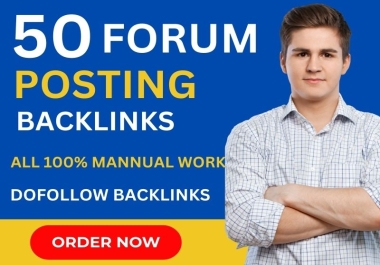 I will create manually unique 50 forum posting contextual backlinks for Google ranking