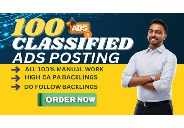 I will 100 post your ads on top USA,  UK,  Canada,  Australia classified ad sites