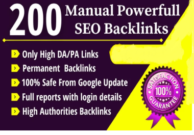 Manually Create 200 High DA PA Dofollow Backlinks for SEO Improvement