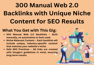 300 Manual Web 2.0 Backlinks with Unique Niche Content for SEO Results