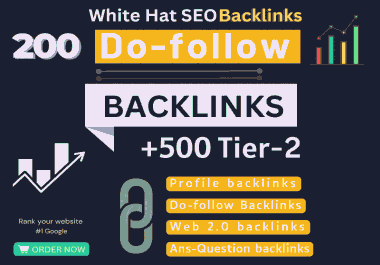 I will do 200 Dofollow Backlinks + 500 Tier-2 White Hat SEO Backlinks