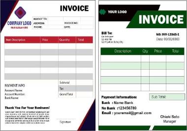 I will create Professional Invoice Design,  quote design,  or order form invoice template