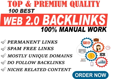 Create Top and Premium Quality web 2.0 BACKLINKS,  Unique Domains will be delivered