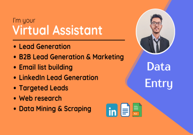 I will be virtual assistant,  do fast accurate Data Entry & Lead Generation