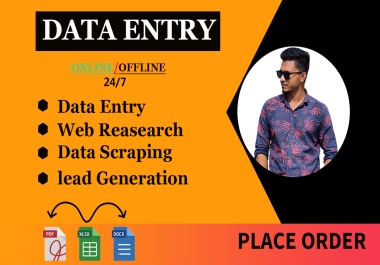 I will do data entry,  web research,  ms excel data entry,  data collection,  copy paste