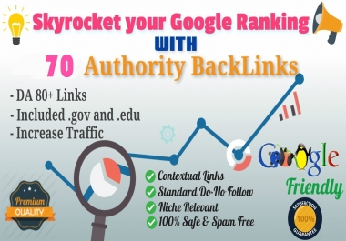 Permanent Offer: 70 Backlinks from High DA80+ Domains-Skyrocket your Google RANKINGS